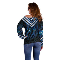 New Zealand Matariki Off Shoulder Sweater Galaxy Poutama Motifs LT7 - Polynesian Pride
