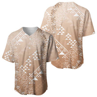 Hawaii Beige Kapa Baseball Jersey Vintage 'Ohe Kāpala Motifs Mix Plumeria Leis