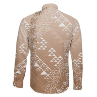 Hawaii Beige Kapa Family Matching Short Sleeve Bodycon Dress and Hawaiian Shirt Vintage 'Ohe Kāpala Motifs Mix Plumeria Leis LT7 - Polynesian Pride