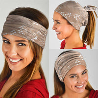 Hawaii Beige Kapa Neck Gaiter Vintage 'Ohe Kāpala Motifs Mix Plumeria Leis
