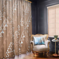 Hawaii Beige Kapa Window Curtain Vintage 'Ohe Kāpala Motifs Mix Plumeria Leis