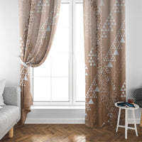 Hawaii Beige Kapa Window Curtain Vintage 'Ohe Kāpala Motifs Mix Plumeria Leis