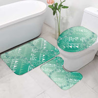 Hawaii Jade Green Kapa Bathroom Set Vintage 'Ohe Kāpala Motifs Mix Plumeria Leis