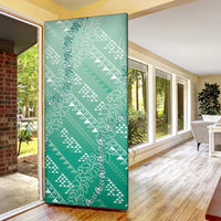 Hawaii Jade Green Kapa Door Cover Vintage 'Ohe Kāpala Motifs Mix Plumeria Leis