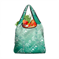 Hawaii Jade Green Kapa Grocery Bag Vintage 'Ohe Kāpala Motifs Mix Plumeria Leis LT7 1-pack One Size Jade Green - Polynesian Pride
