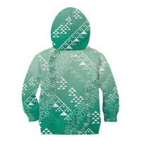 Hawaii Jade Green Kapa Kid Hoodie Vintage 'Ohe Kāpala Motifs Mix Plumeria Leis
