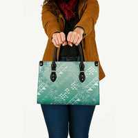 Hawaii Jade Green Kapa Leather Bag Vintage 'Ohe Kāpala Motifs Mix Plumeria Leis LT7 - Polynesian Pride