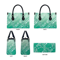 Hawaii Jade Green Kapa Leather Bag Vintage 'Ohe Kāpala Motifs Mix Plumeria Leis LT7 - Polynesian Pride