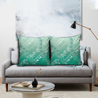 Hawaii Jade Green Kapa Pillow Cover Vintage 'Ohe Kāpala Motifs Mix Plumeria Leis