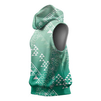 Hawaii Jade Green Kapa Sleeveless Hoodie Vintage 'Ohe Kāpala Motifs Mix Plumeria Leis LT7 - Polynesian Pride