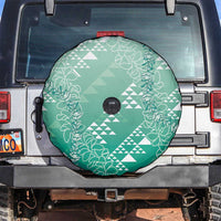 Hawaii Jade Green Kapa Spare Tire Cover Vintage 'Ohe Kāpala Motifs Mix Plumeria Leis