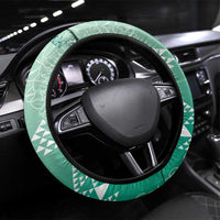 Hawaii Jade Green Kapa Steering Wheel Cover Vintage 'Ohe Kāpala Motifs Mix Plumeria Leis