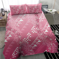 Hawaii Rose Pink Kapa Bedding Set Vintage 'Ohe Kāpala Motifs Mix Plumeria Leis
