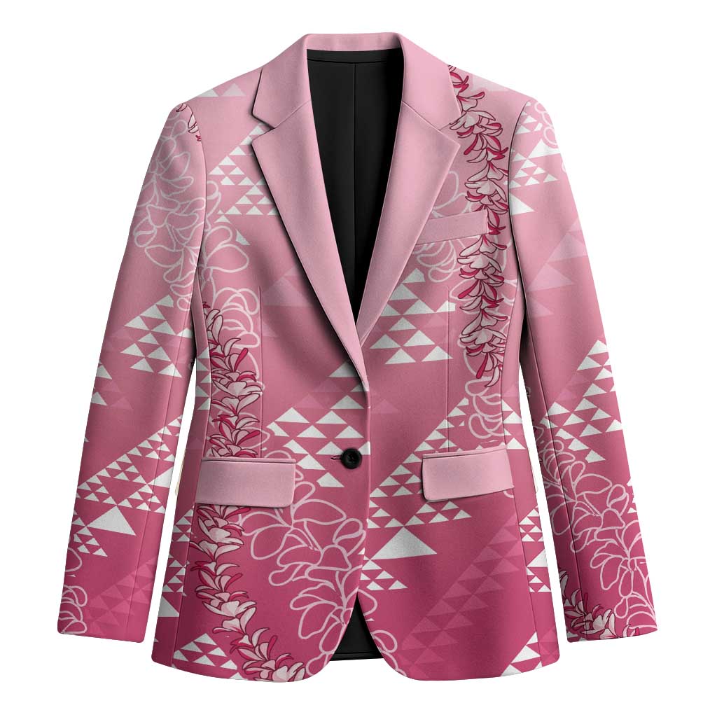 Hawaii Rose Pink Kapa Blazer Vintage 'Ohe Kāpala Motifs Mix Plumeria Leis