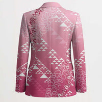 Hawaii Rose Pink Kapa Blazer Vintage 'Ohe Kāpala Motifs Mix Plumeria Leis