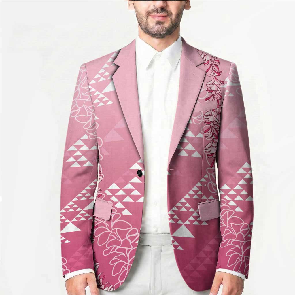 Hawaii Rose Pink Kapa Blazer Vintage 'Ohe Kāpala Motifs Mix Plumeria Leis
