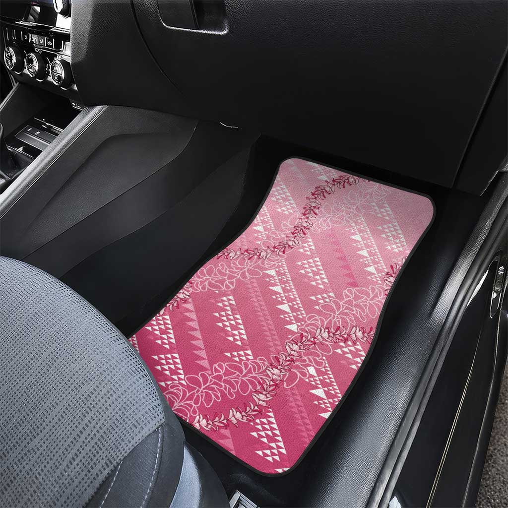 Hawaii Rose Pink Kapa Car Mats Vintage 'Ohe Kāpala Motifs Mix Plumeria Leis