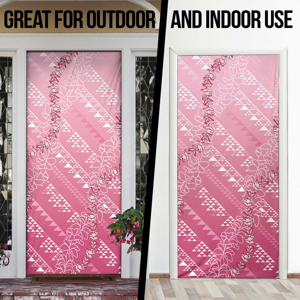 Hawaii Rose Pink Kapa Door Cover Vintage 'Ohe Kāpala Motifs Mix Plumeria Leis