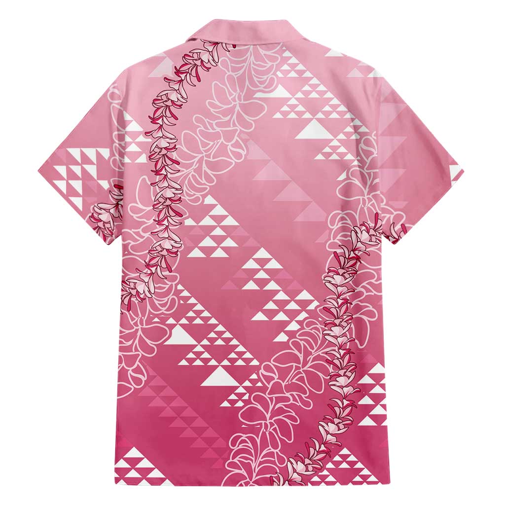 Hawaii Rose Pink Kapa Family Matching Long Sleeve Bodycon Dress and Hawaiian Shirt Vintage 'Ohe Kāpala Motifs Mix Plumeria Leis LT7 - Polynesian Pride