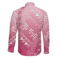 Hawaii Rose Pink Kapa Family Matching Off The Shoulder Long Sleeve Dress and Hawaiian Shirt Vintage 'Ohe Kāpala Motifs Mix Plumeria Leis LT7 - Polynesian Pride