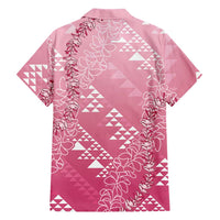 Hawaii Rose Pink Kapa Family Matching Off Shoulder Maxi Dress and Hawaiian Shirt Vintage 'Ohe Kāpala Motifs Mix Plumeria Leis LT7 - Polynesian Pride