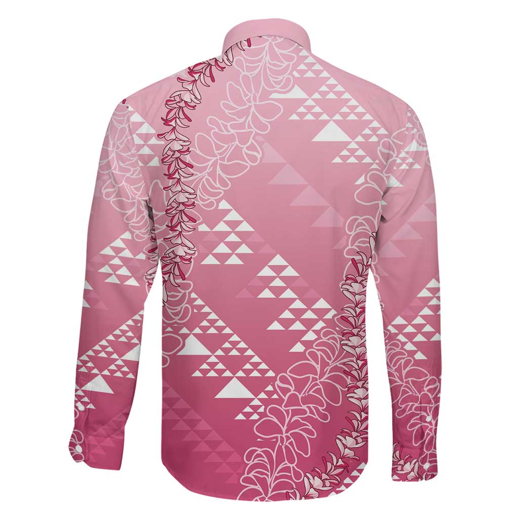 Hawaii Rose Pink Kapa Family Matching Off Shoulder Short Dress and Hawaiian Shirt Vintage 'Ohe Kāpala Motifs Mix Plumeria Leis LT7 - Polynesian Pride