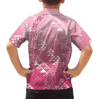 Hawaii Rose Pink Kapa Kid Hawaiian Shirt Vintage 'Ohe Kāpala Motifs Mix Plumeria Leis LT7 - Polynesian Pride