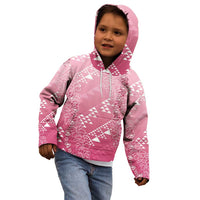 Hawaii Rose Pink Kapa Kid Hoodie Vintage 'Ohe Kāpala Motifs Mix Plumeria Leis