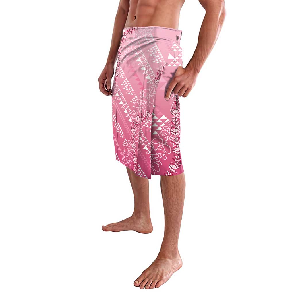 Hawaii Rose Pink Kapa Lavalava Vintage 'Ohe Kāpala Motifs Mix Plumeria Leis