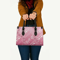 Hawaii Rose Pink Kapa Leather Bag Vintage 'Ohe Kāpala Motifs Mix Plumeria Leis