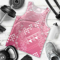 Hawaii Rose Pink Kapa Men Tank Top Vintage 'Ohe Kāpala Motifs Mix Plumeria Leis