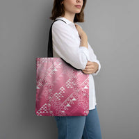 Hawaii Rose Pink Kapa Tote Bag Vintage 'Ohe Kāpala Motifs Mix Plumeria Leis LT7 - Polynesian Pride