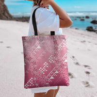 Hawaii Rose Pink Kapa Tote Bag Vintage 'Ohe Kāpala Motifs Mix Plumeria Leis LT7 - Polynesian Pride