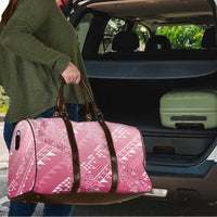 Hawaii Rose Pink Kapa Travel Bag Vintage 'Ohe Kāpala Motifs Mix Plumeria Leis