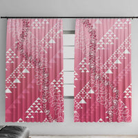 Hawaii Rose Pink Kapa Window Curtain Vintage 'Ohe Kāpala Motifs Mix Plumeria Leis