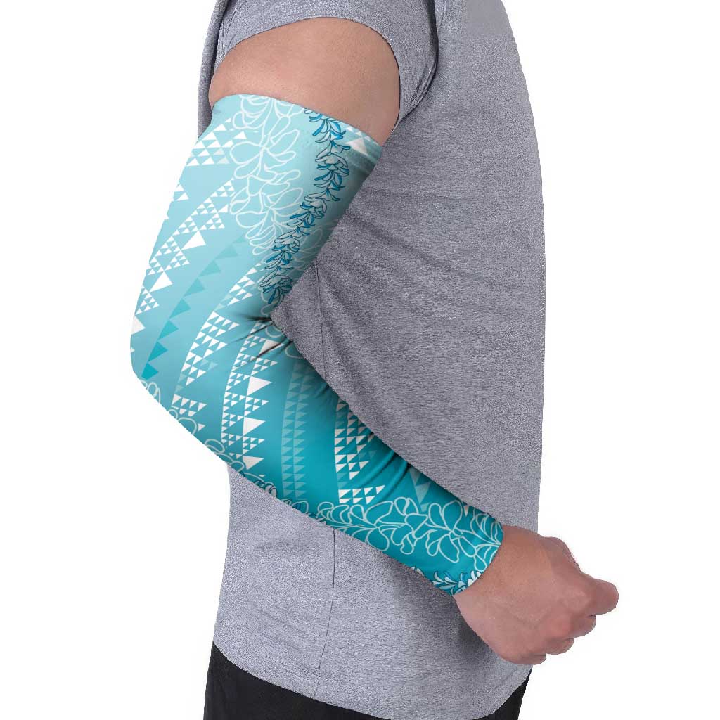 Hawaii Turquoise Kapa Arm Sleeves Vintage 'Ohe Kāpala Motifs Mix Plumeria Leis
