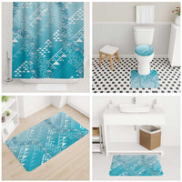 Hawaii Turquoise Kapa Bathroom Set Vintage 'Ohe Kāpala Motifs Mix Plumeria Leis