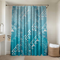 Hawaii Turquoise Kapa Bathroom Set Vintage 'Ohe Kāpala Motifs Mix Plumeria Leis