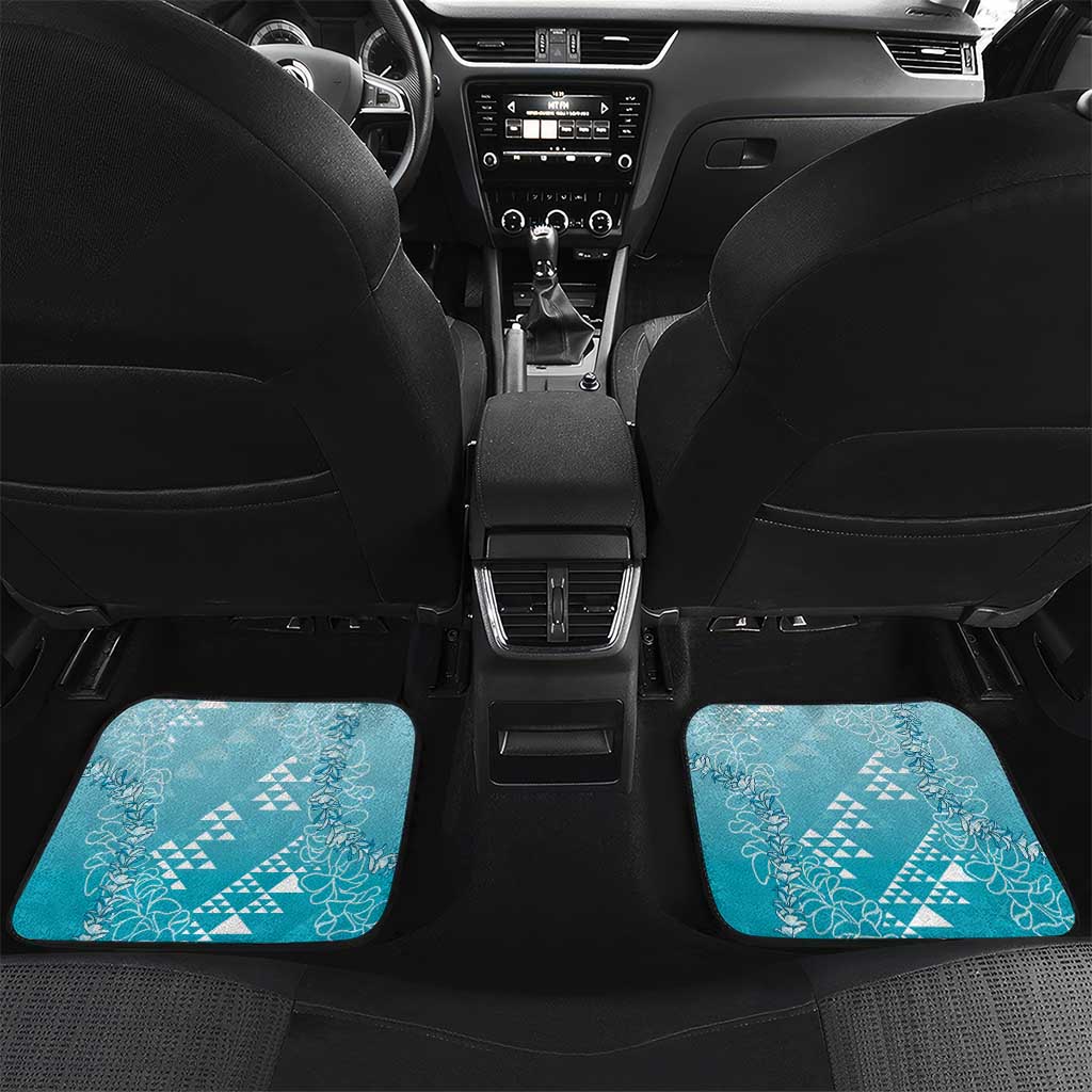 Hawaii Turquoise Kapa Car Mats Vintage 'Ohe Kāpala Motifs Mix Plumeria Leis