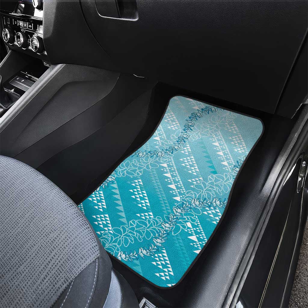 Hawaii Turquoise Kapa Car Mats Vintage 'Ohe Kāpala Motifs Mix Plumeria Leis