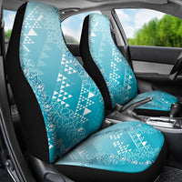 Hawaii Turquoise Kapa Car Seat Cover Vintage 'Ohe Kāpala Motifs Mix Plumeria Leis