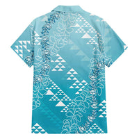 Hawaii Turquoise Kapa Family Matching Puletasi and Hawaiian Shirt Vintage 'Ohe Kāpala Motifs Mix Plumeria Leis LT7 - Polynesian Pride