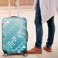 Hawaii Turquoise Kapa Luggage Cover Vintage 'Ohe Kāpala Motifs Mix Plumeria Leis