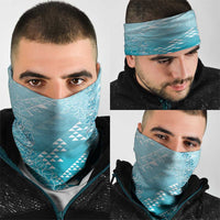 Hawaii Turquoise Kapa Neck Gaiter Vintage 'Ohe Kāpala Motifs Mix Plumeria Leis