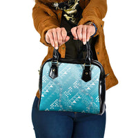Hawaii Turquoise Kapa Shoulder Handbag Vintage 'Ohe Kāpala Motifs Mix Plumeria Leis
