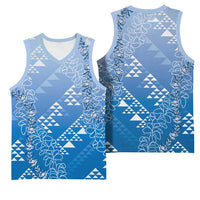 Hawaii Royal Blue Kapa Basketball Jersey Vintage 'Ohe Kāpala Motifs Mix Plumeria Leis