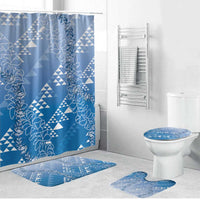 Hawaii Royal Blue Kapa Bathroom Set Vintage 'Ohe Kāpala Motifs Mix Plumeria Leis