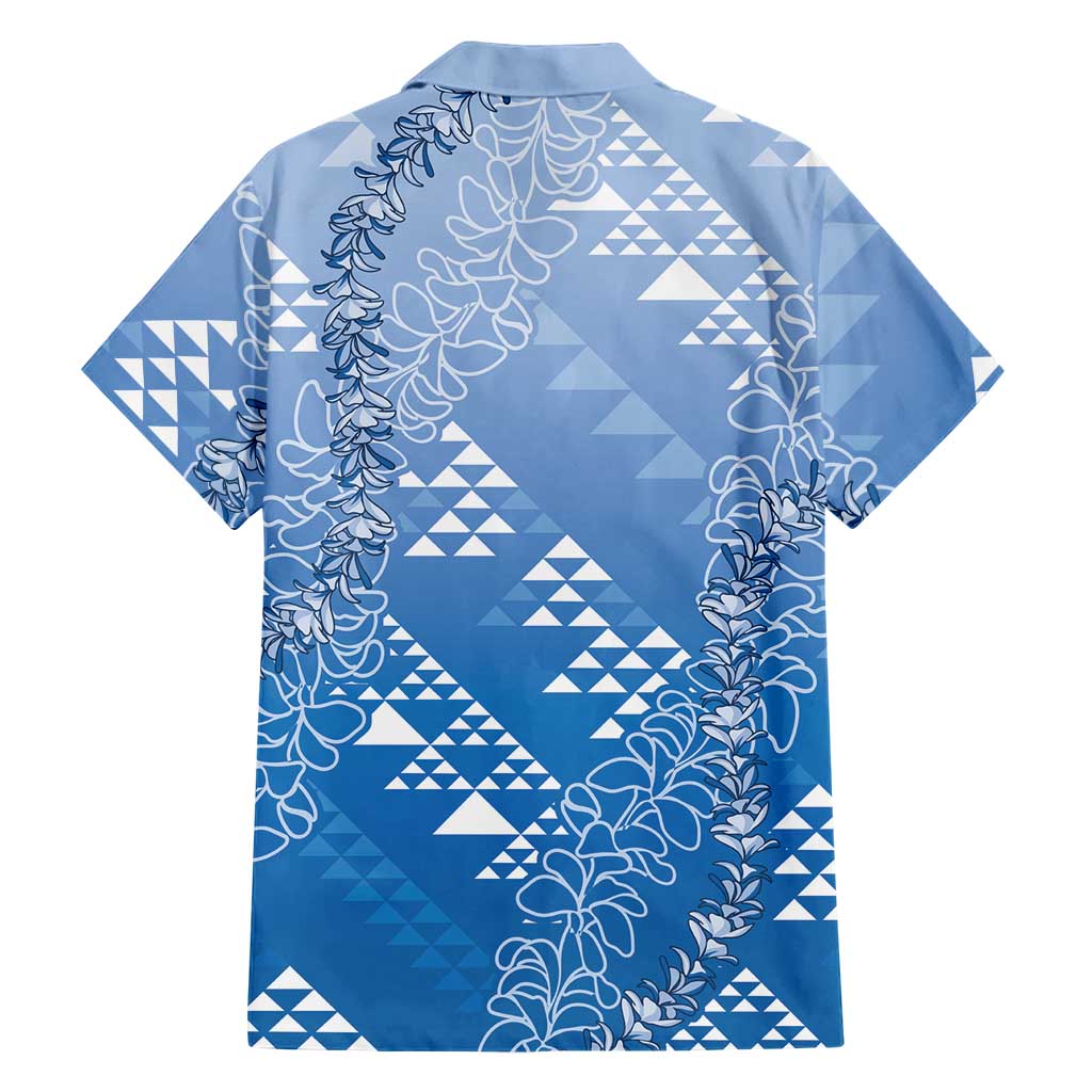 Hawaii Royal Blue Kapa Family Matching Long Sleeve Bodycon Dress and Hawaiian Shirt Vintage 'Ohe Kāpala Motifs Mix Plumeria Leis LT7 - Polynesian Pride
