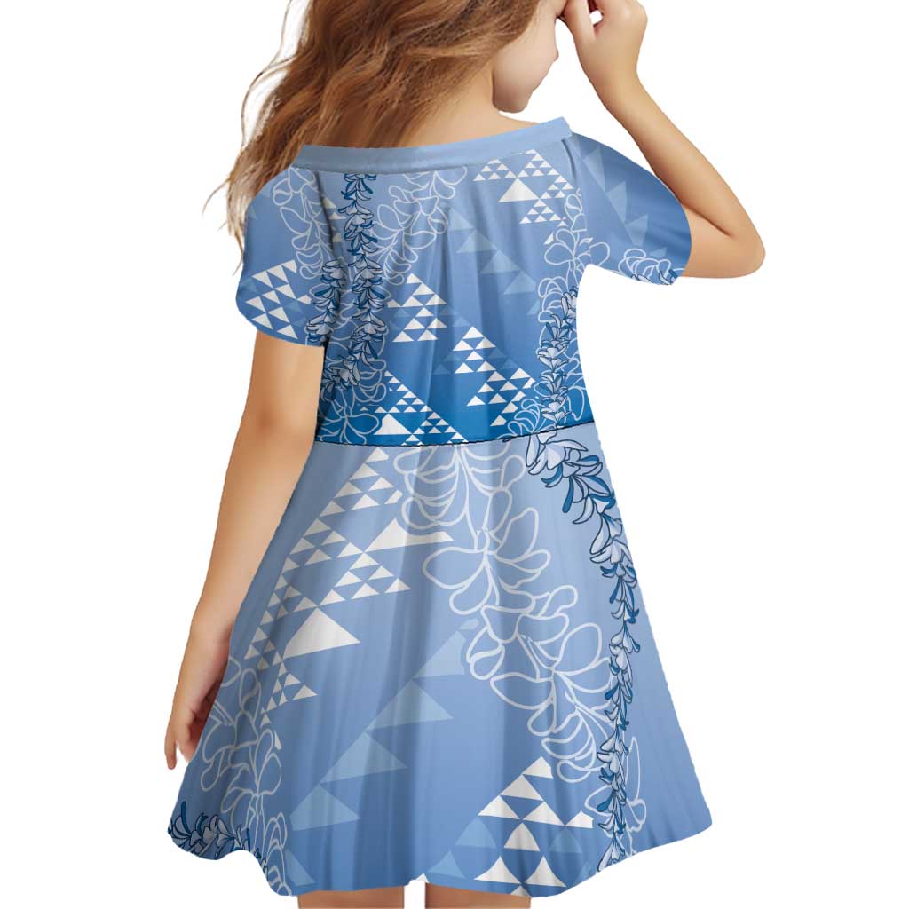 Hawaii Royal Blue Kapa Family Matching Off Shoulder Maxi Dress and Hawaiian Shirt Vintage 'Ohe Kāpala Motifs Mix Plumeria Leis LT7 - Polynesian Pride