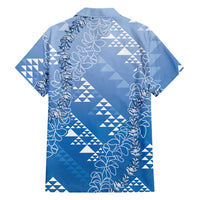 Hawaii Royal Blue Kapa Hawaiian Shirt Vintage 'Ohe Kāpala Motifs Mix Plumeria Leis